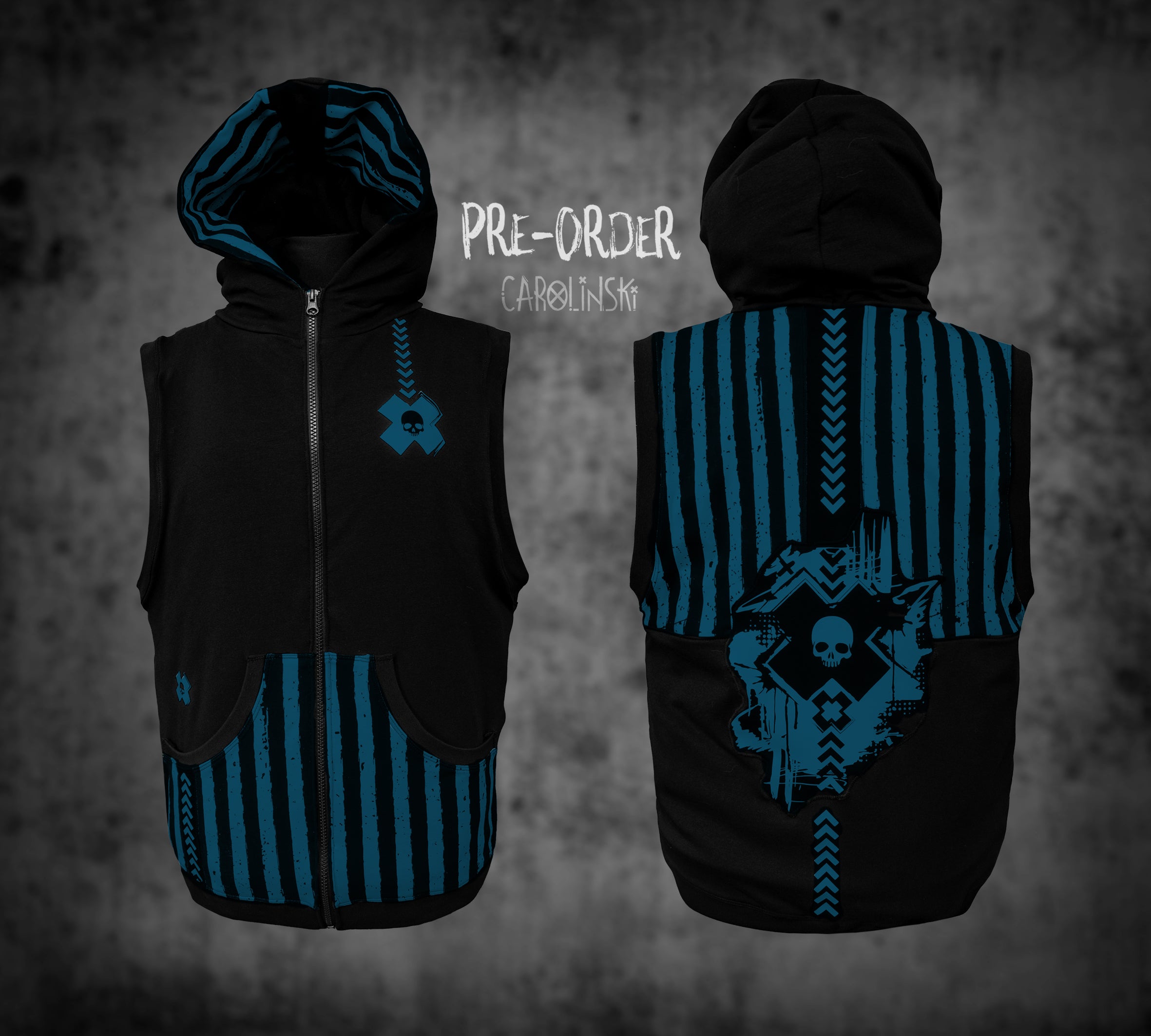 Sleeveless Zip - Stripes