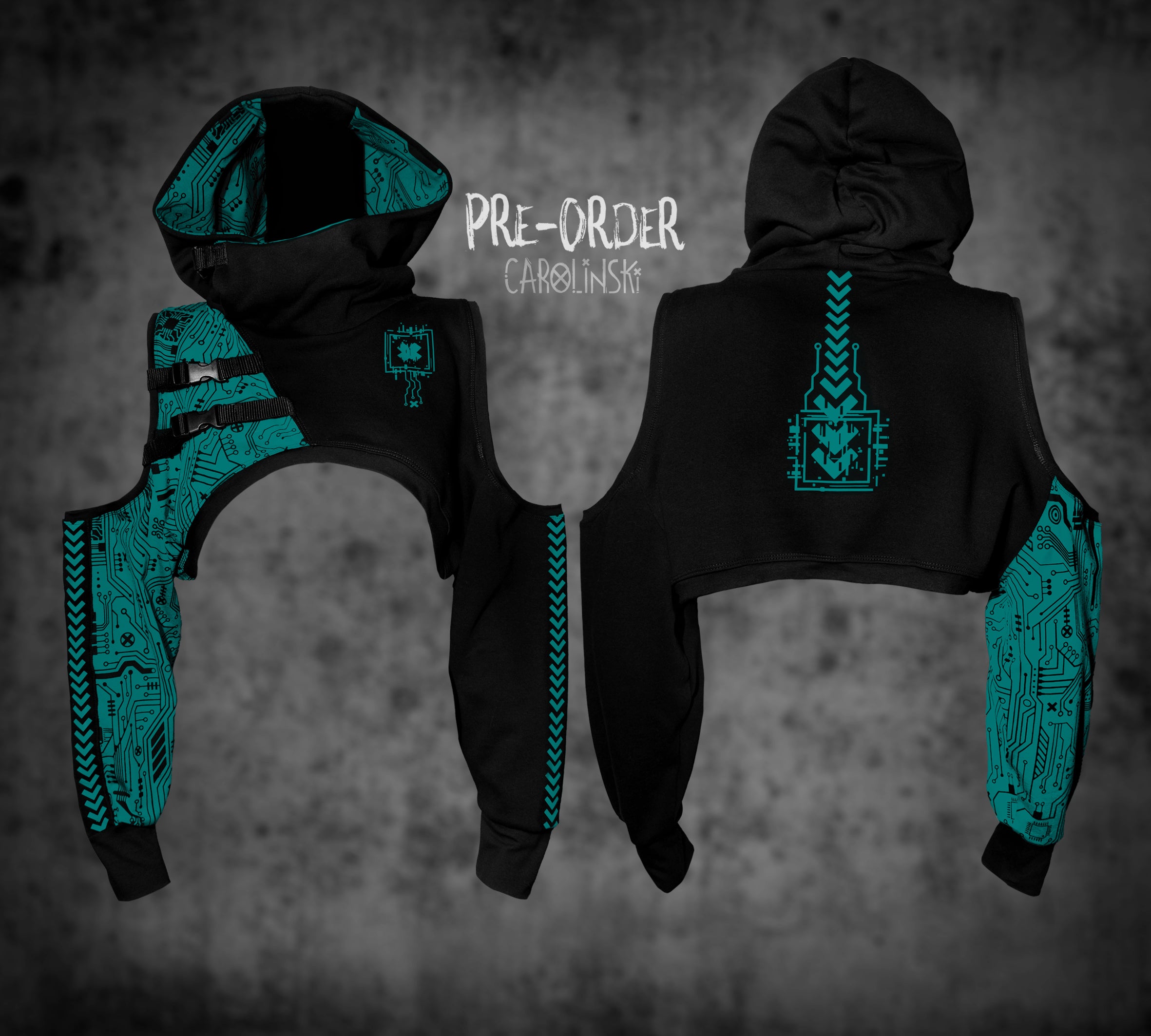 Crop Hoodie - Circuitboard
