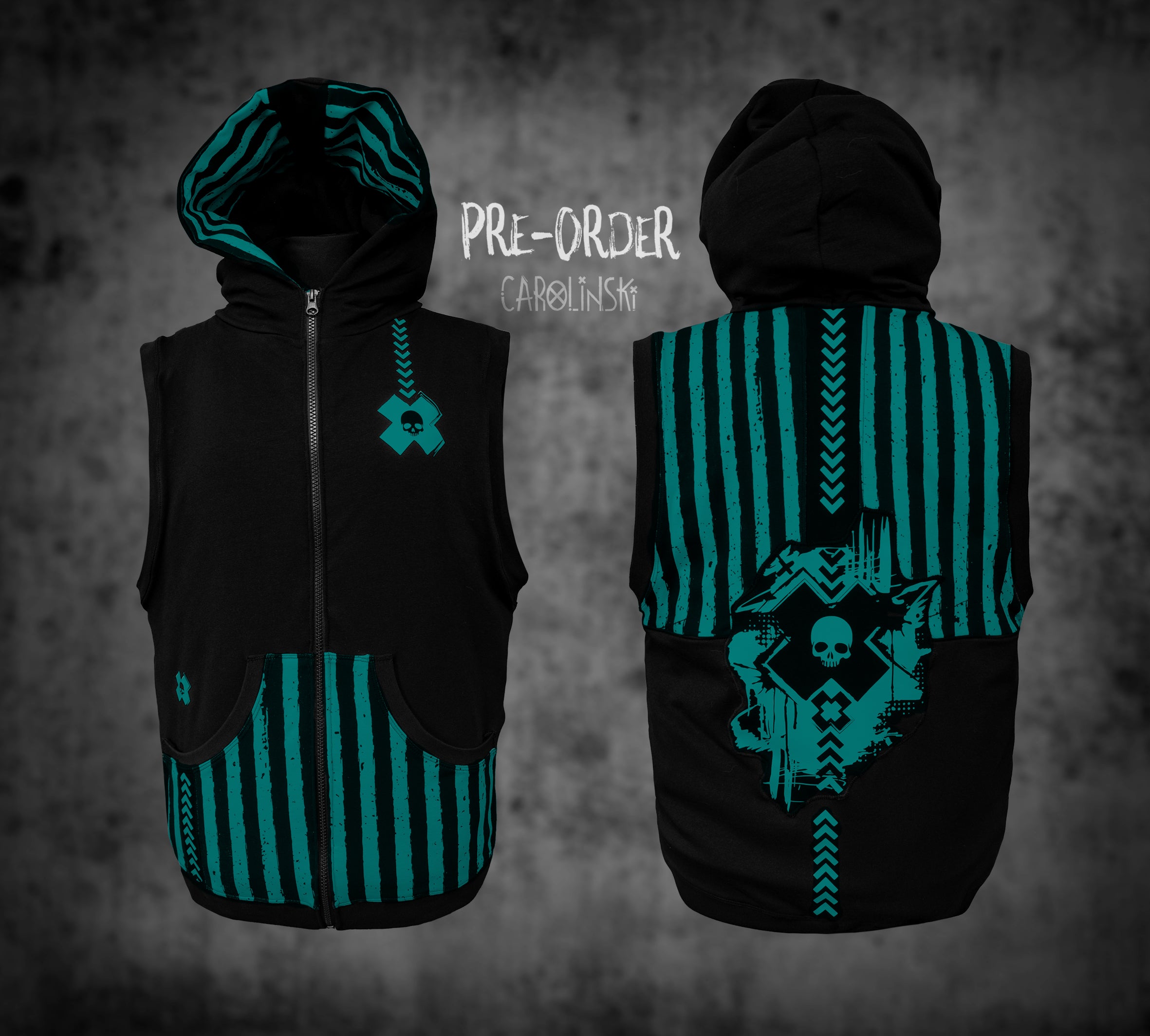 Sleeveless Zip - Stripes