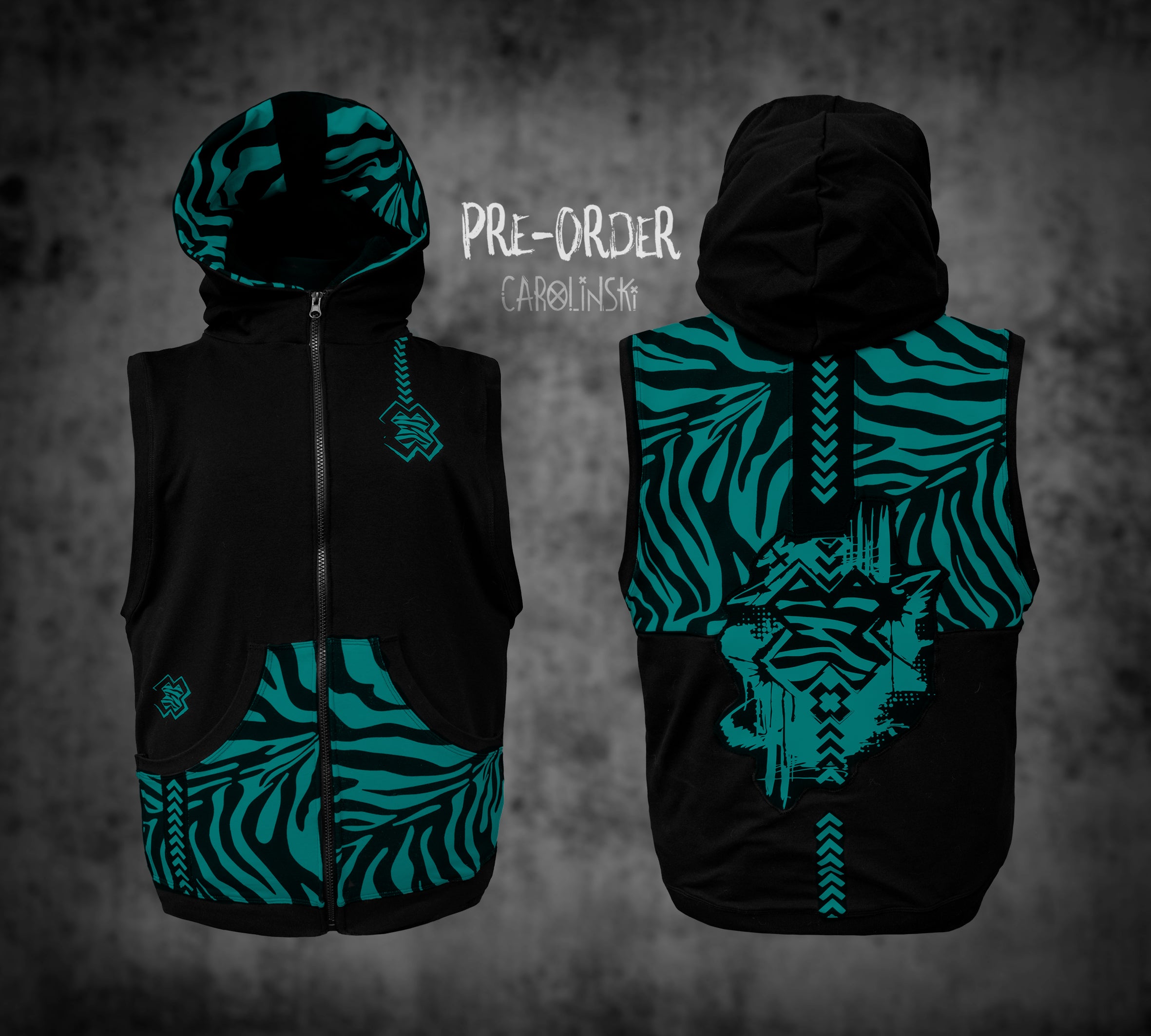 Sleeveless Zip - Zebra