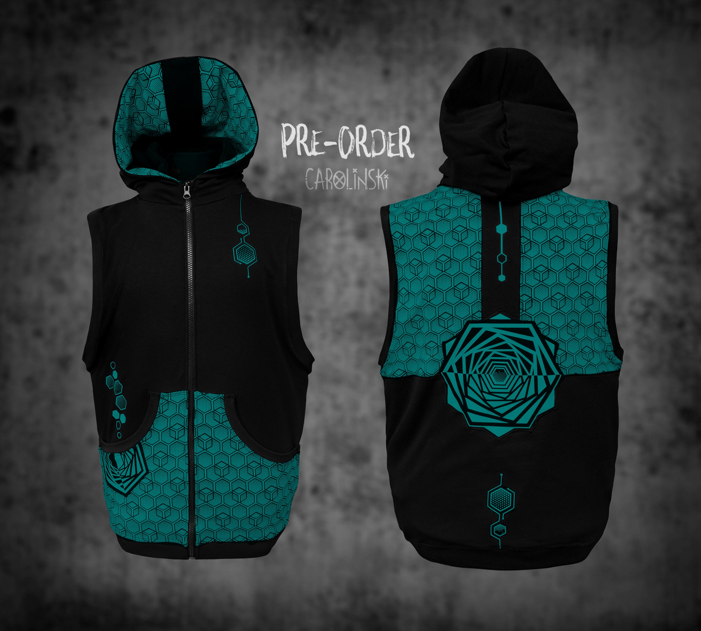 Sleeveless Zip - Hexagon