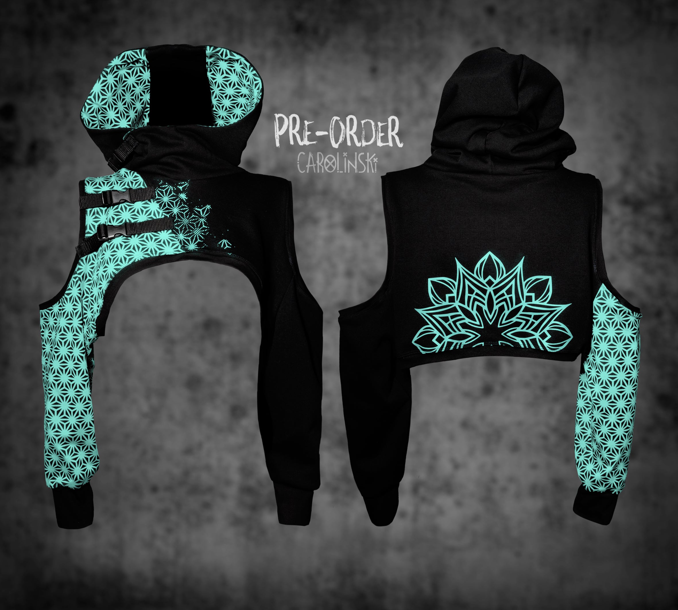 Crop Hoodie - Asanoha