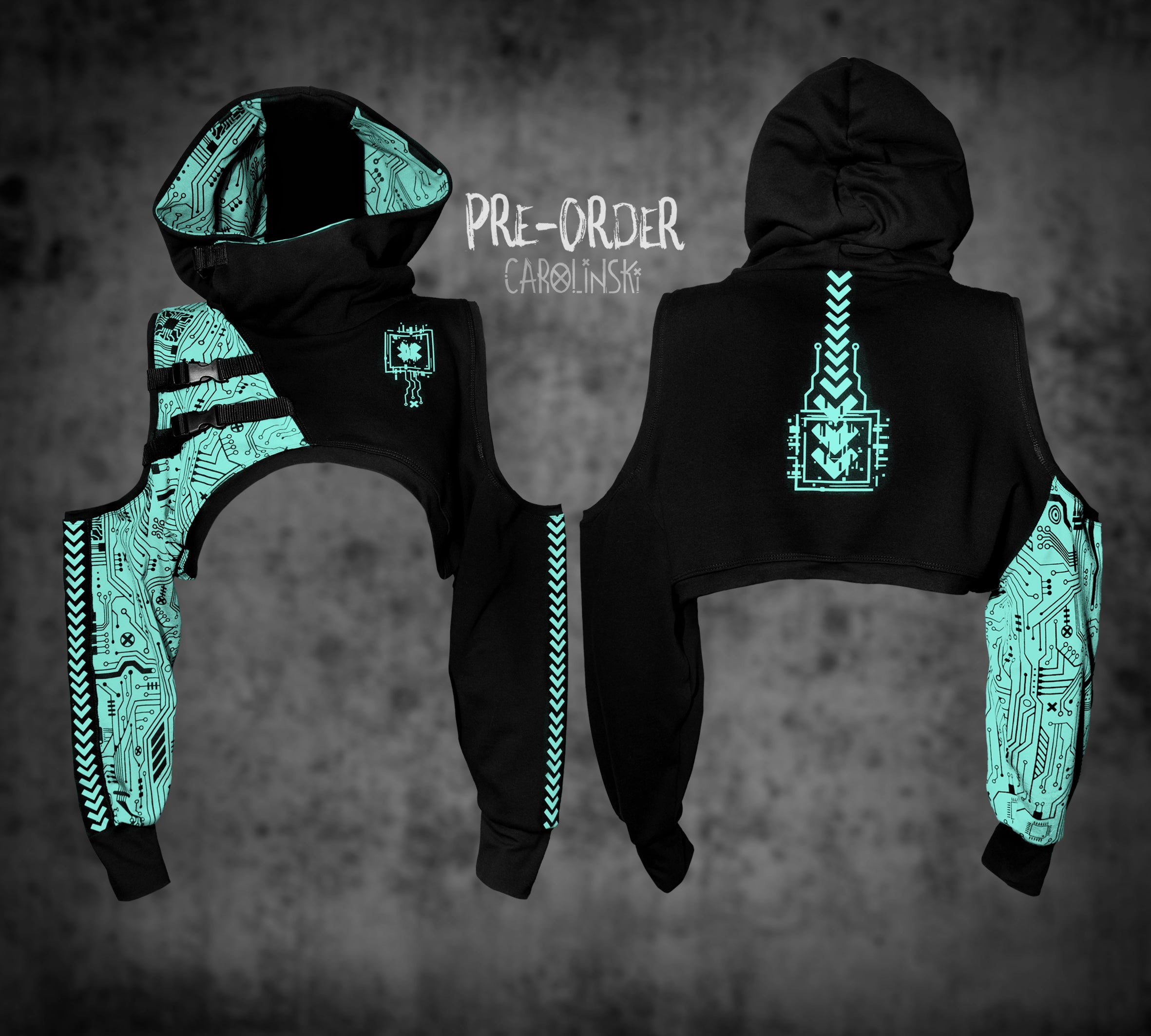 Crop Hoodie - Circuitboard