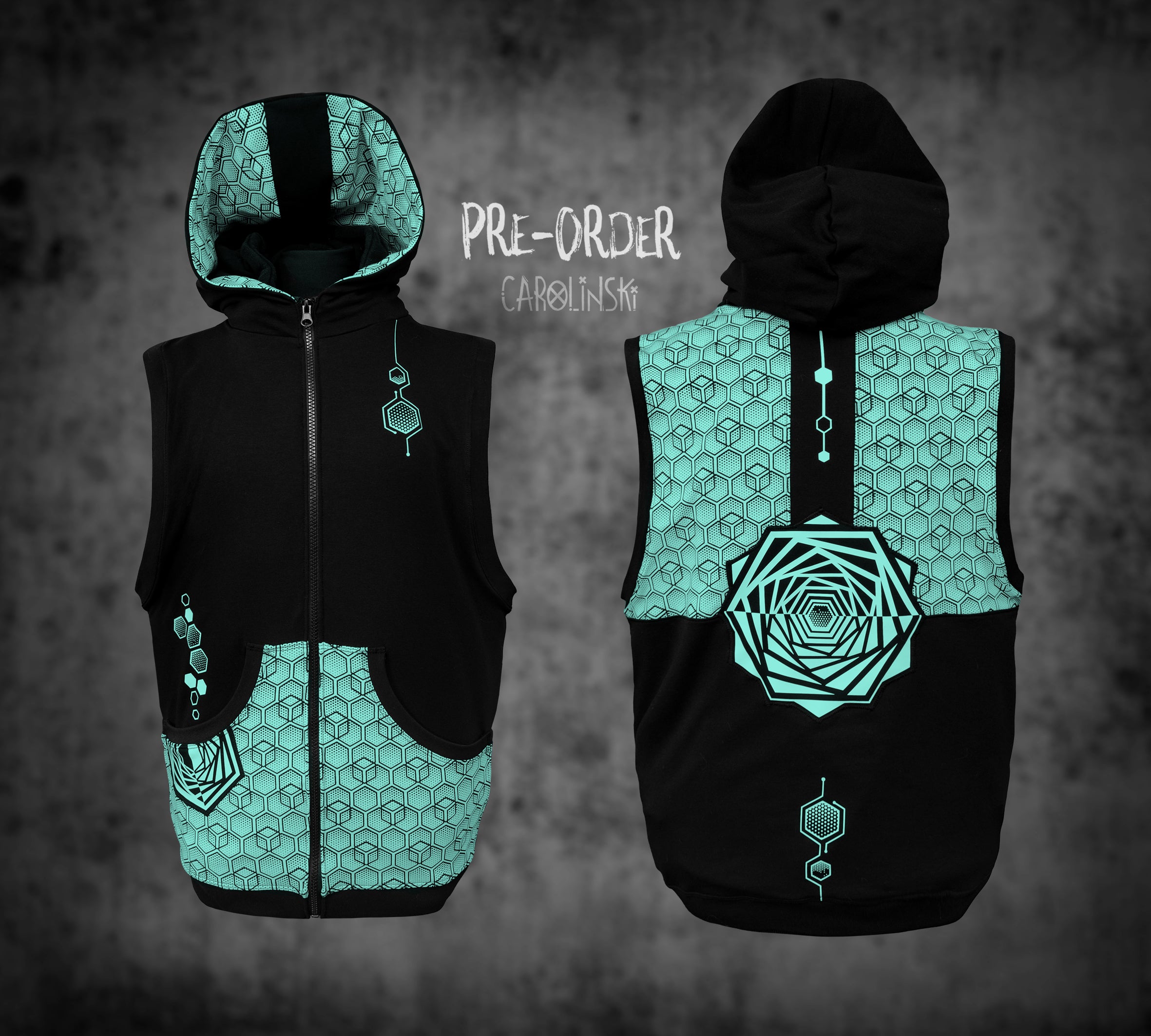 Sleeveless Zip - Hexagon