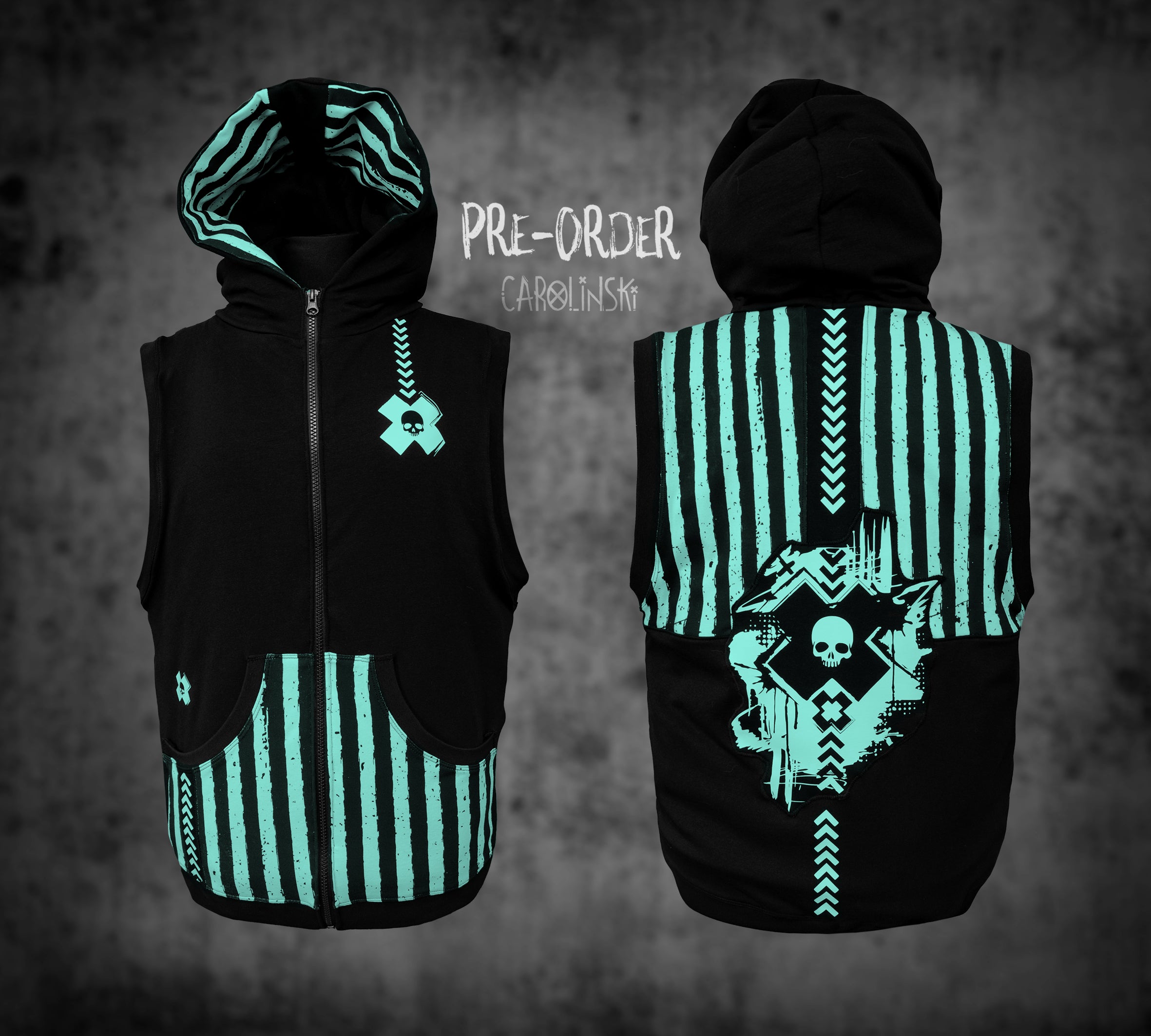 Sleeveless Zip - Stripes