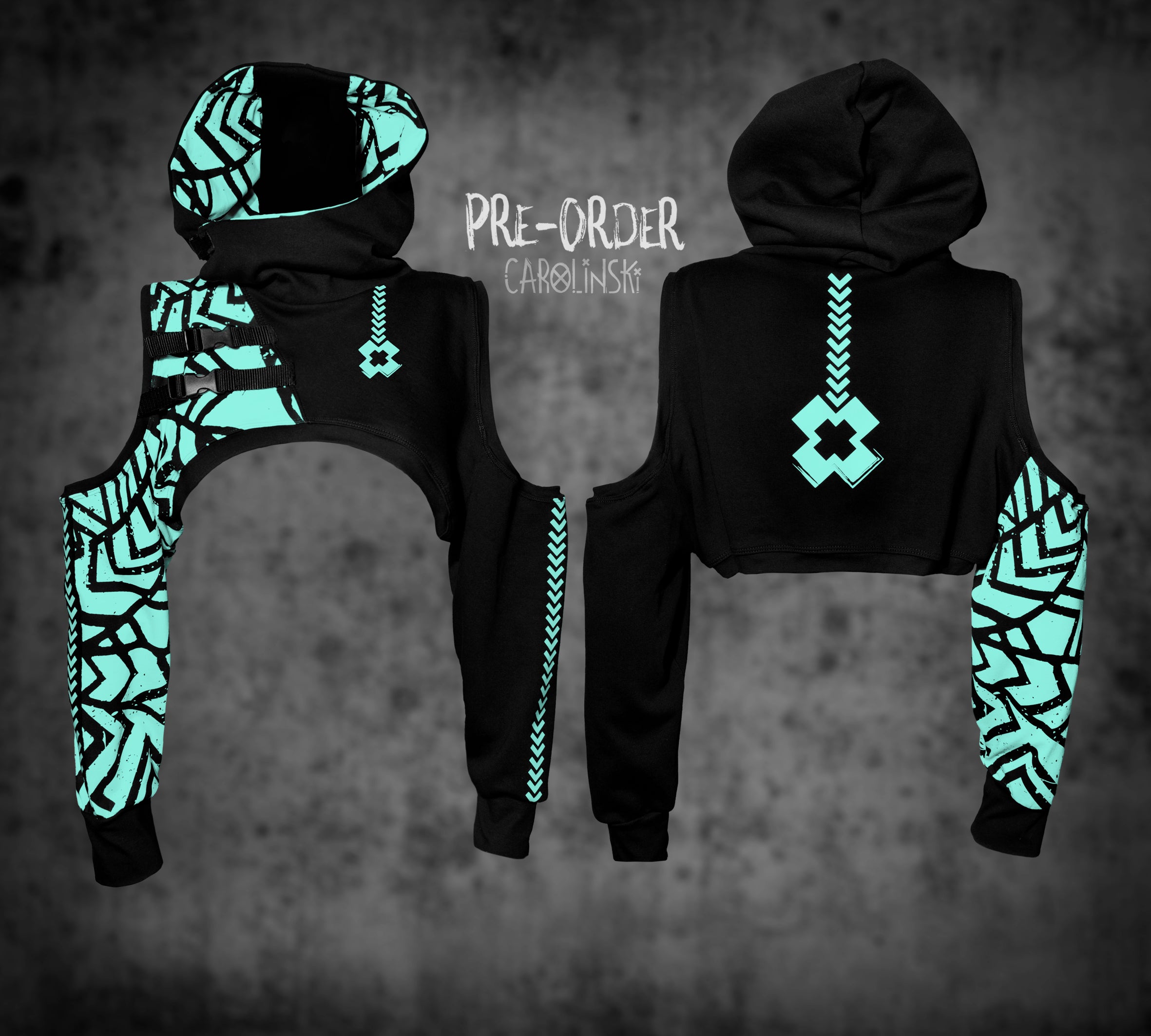 Crop Hoodie - Grunge