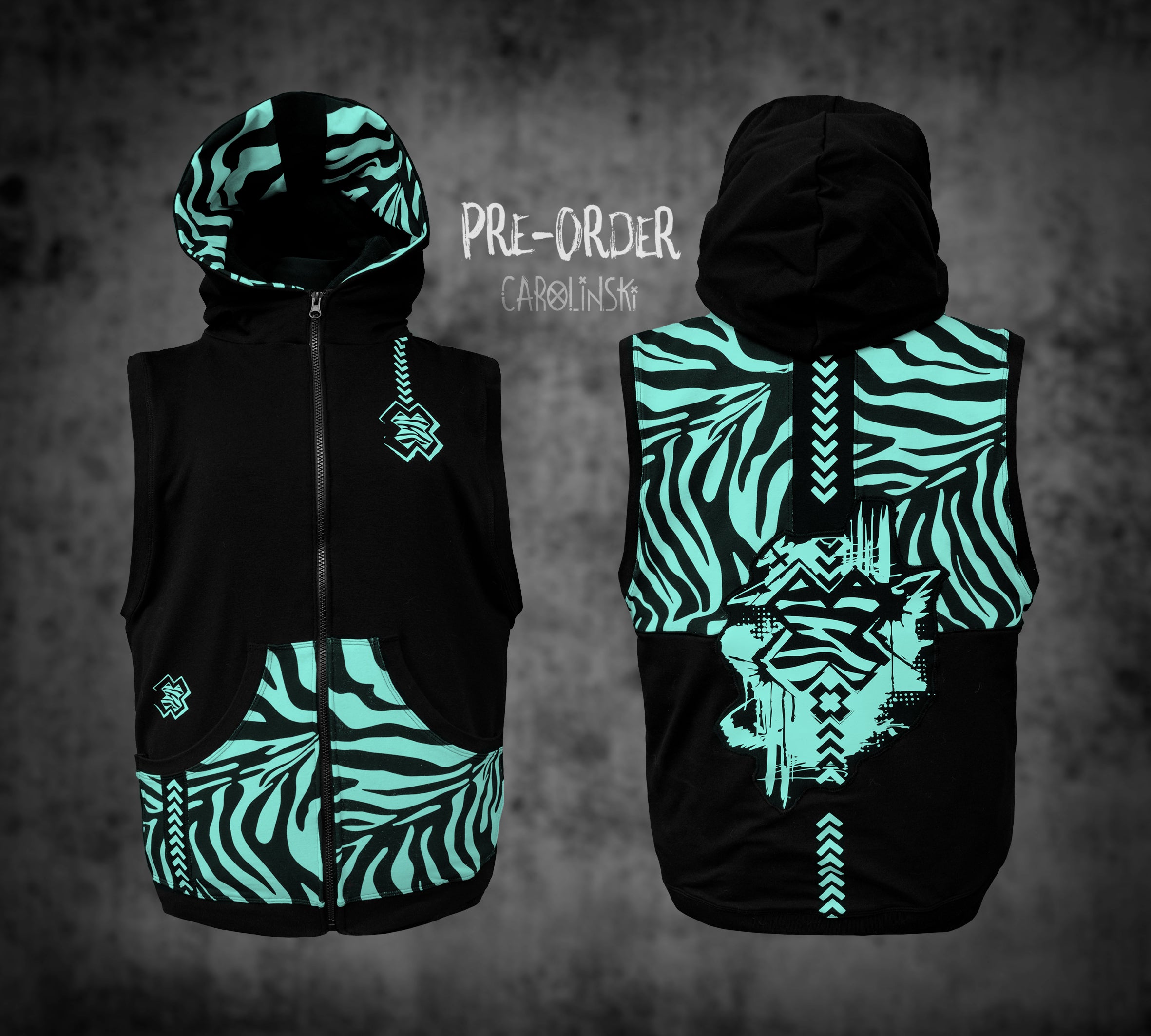 Sleeveless Zip - Zebra