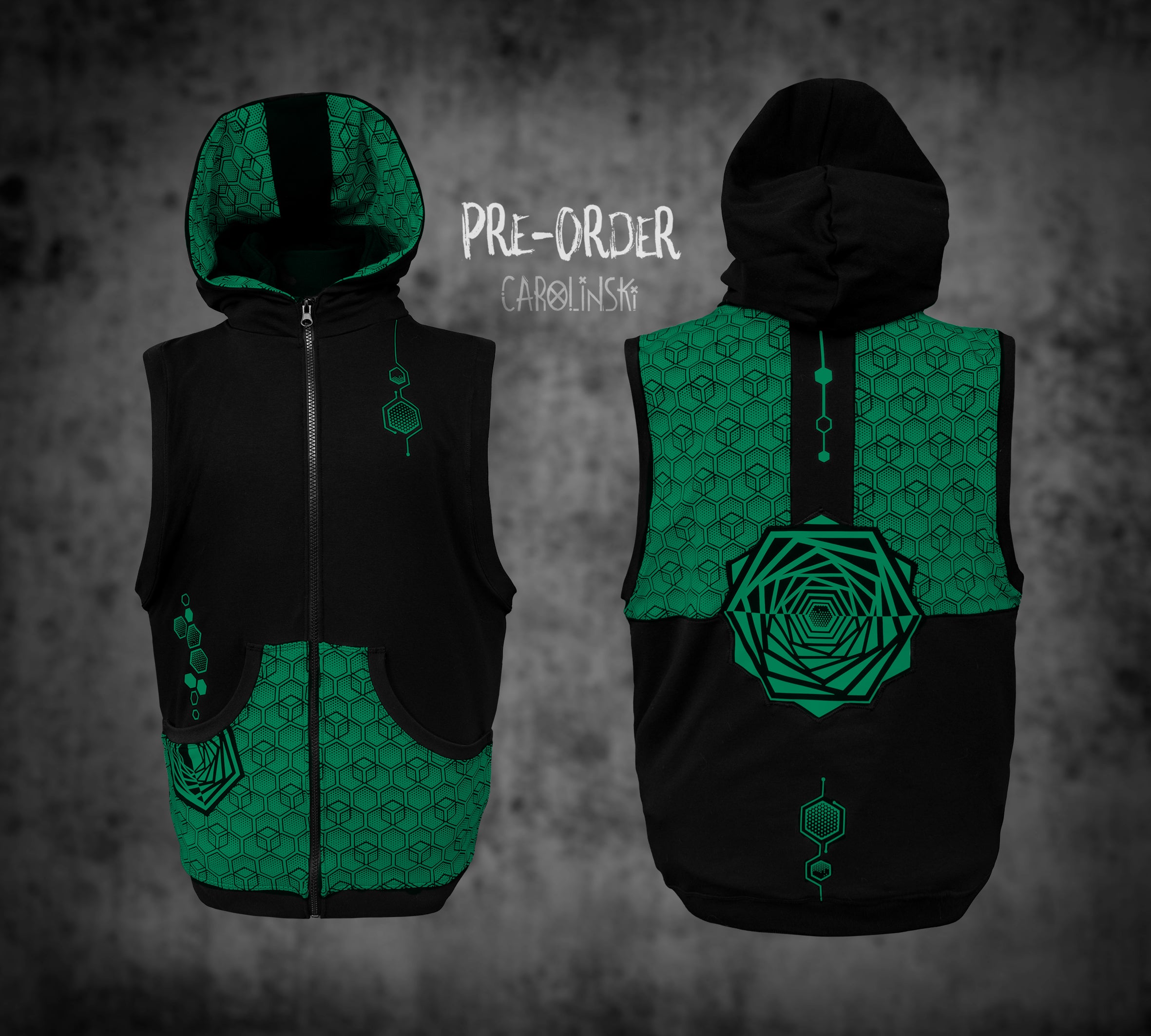 Sleeveless Zip - Hexagon