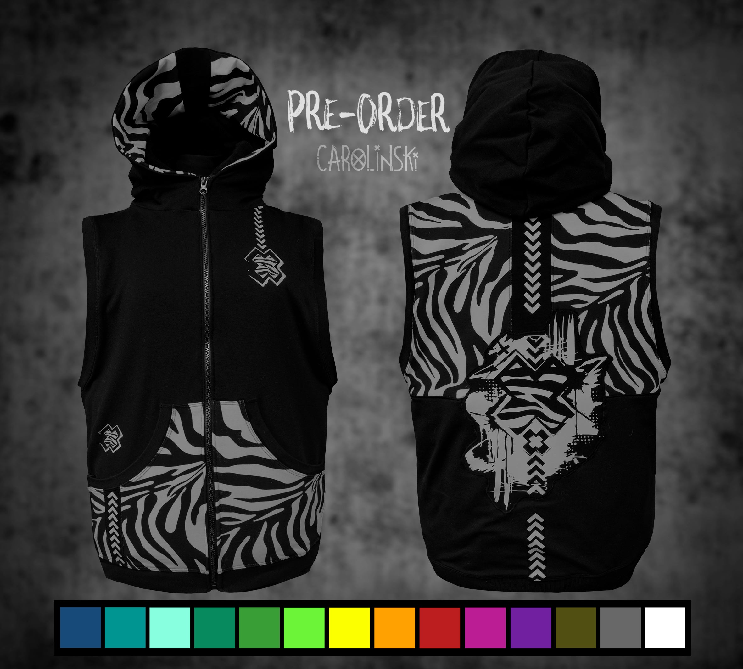 Sleeveless Zip - Zebra