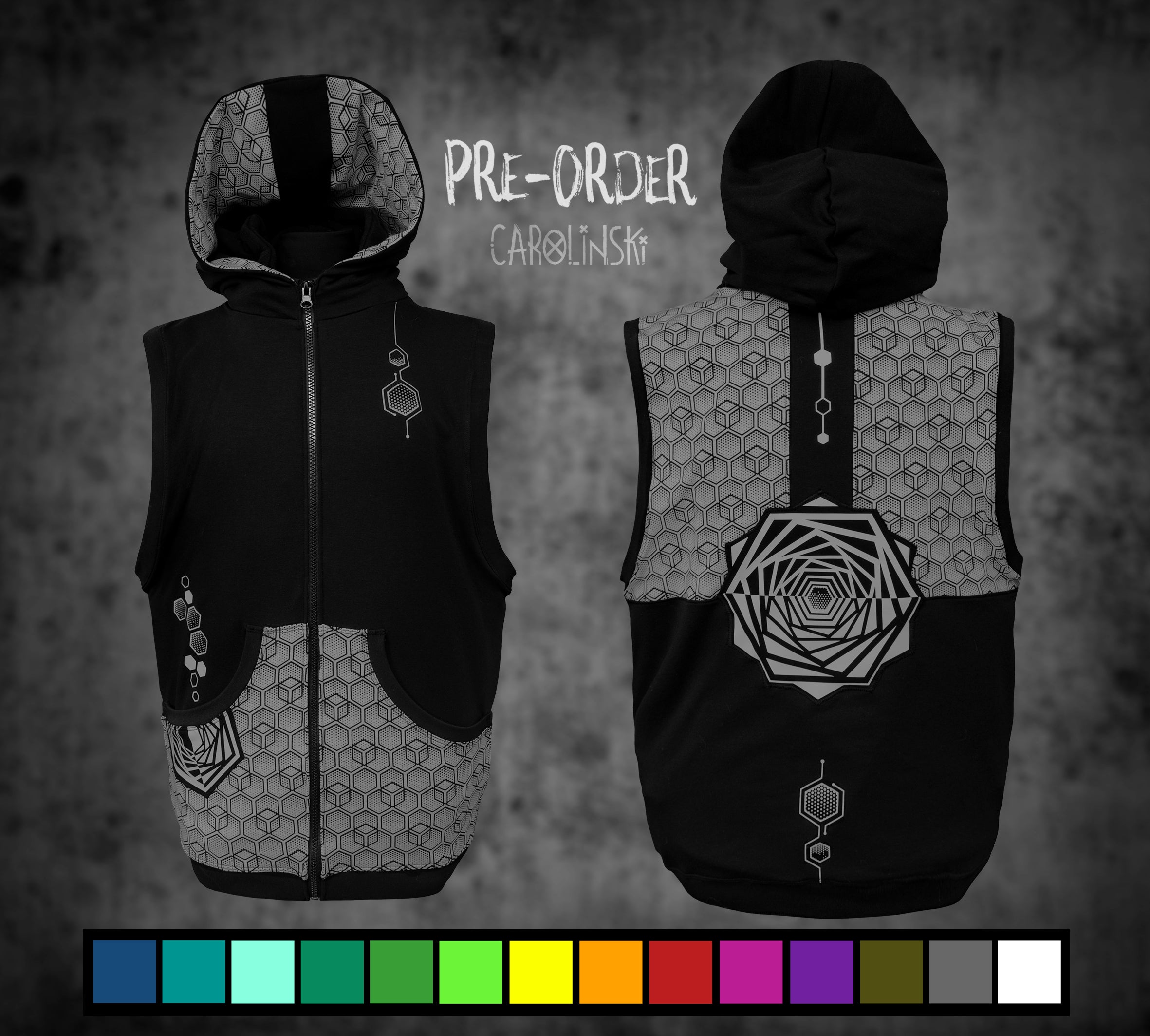 Sleeveless Zip - Hexagon