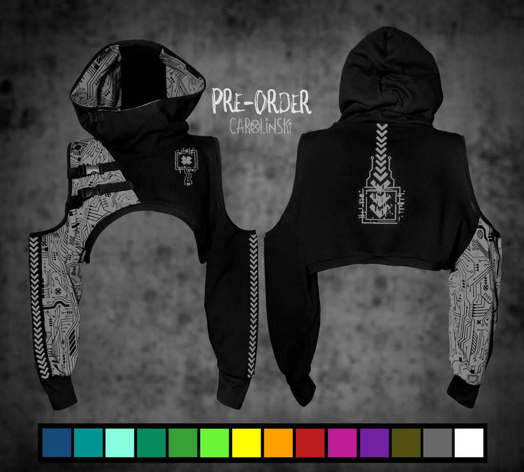Crop Hoodie - Circuitboard